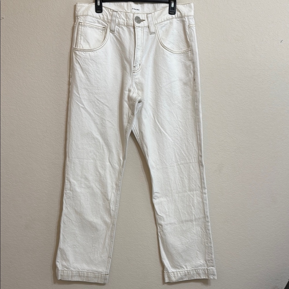 Frame Denim White Flare Wide Leg Jeans